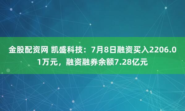 金股配资网 凯盛科技：7月8日融资买入2206.01万元，融资融券余额7.28亿元